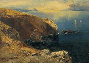 Eduard Hildebrandt, Felsen bei Capri mit Fischern